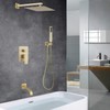 Heable Brushed Gold Shower Faucet Set with Tub Spout Bathroom