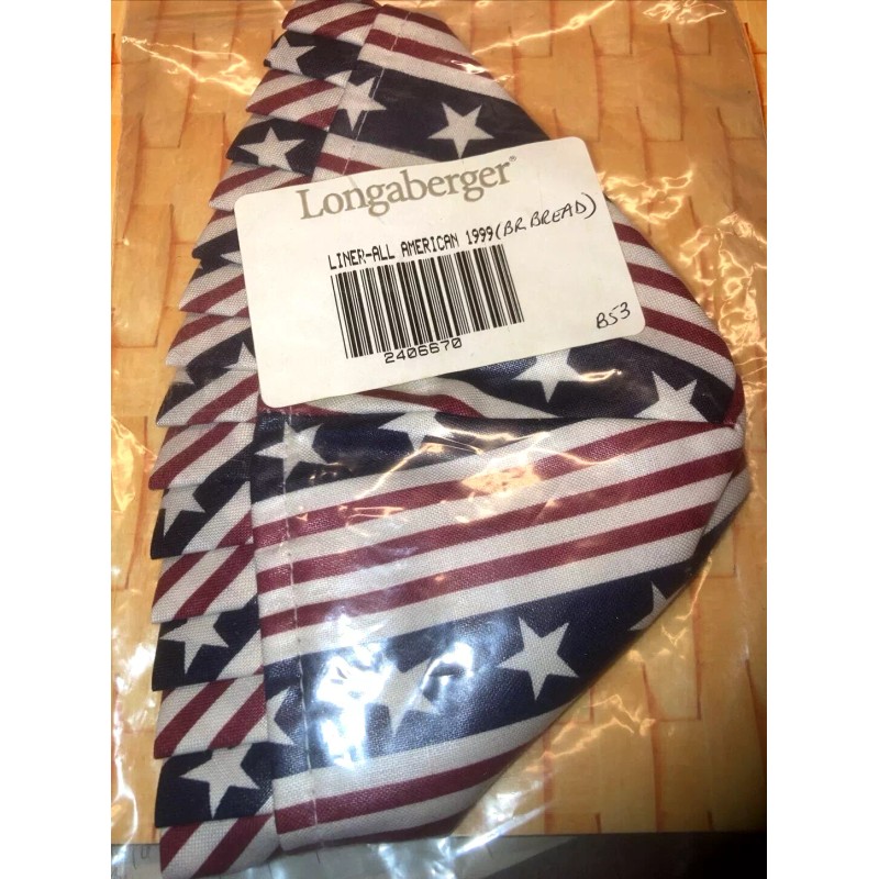 Longaberger 1999 All-American Blue Ribbon Bread Liner-Star Spangled Stripes-NEW!