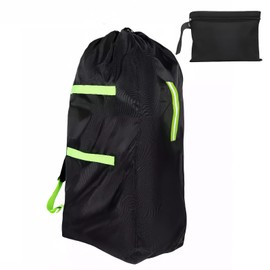 Stroller Travel Bag for Airplane Gate Check with Reflective Safety Strips 46''*21''*13'' Waterproof Tear-Resistant Oxford, Adjustable Padded Straps & Dual Drawstring Closure Fits Most Strollers, Black