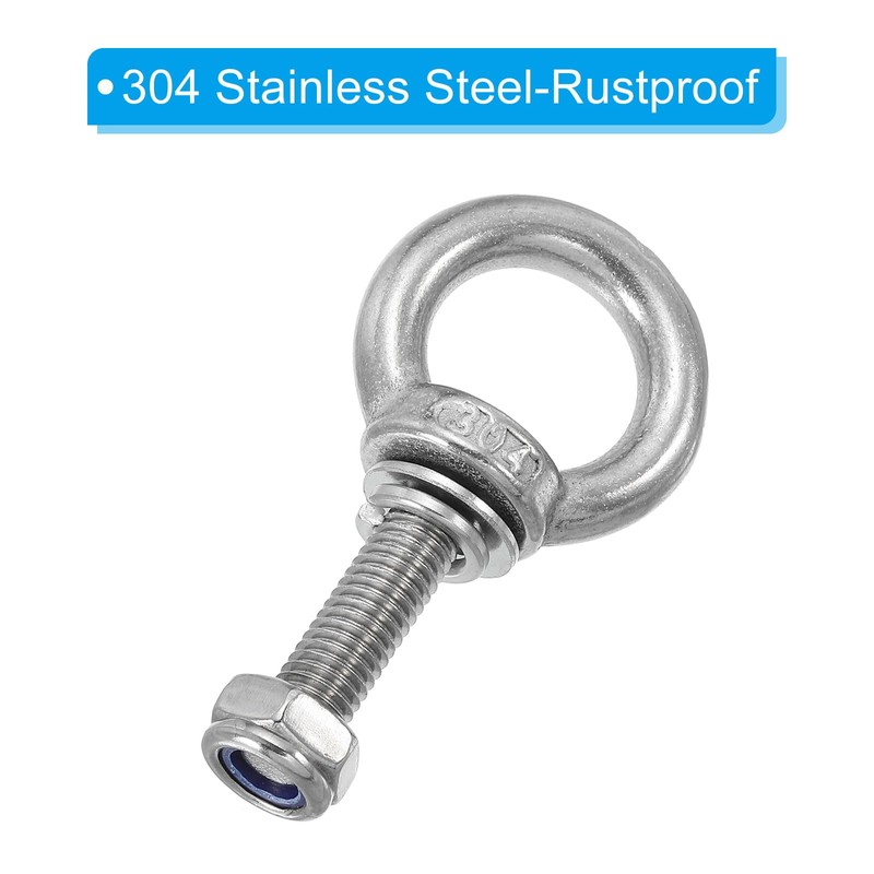 PATIKIL M8 x 30mm Lifting Shoulder Eye Bolts Set of