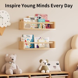 G&W Gruwald Nursery Book Shelves, Set of 3, Hanging Bookshelf, Wall Book Shelves for Bedroom Kids, Floating Book Shelves for Wall, Nursery Decor