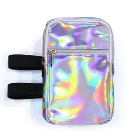 Bulyoou Carnival Leg Bag Holographic Thigh Bag with Adjustable Strap Leg Harness Women Summer Iridescent Travel Hiking Pack(Silver,Leg Bag)
