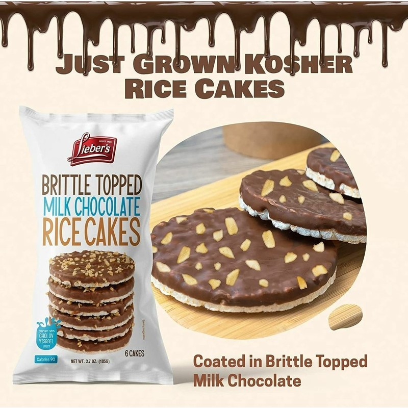 Lieber's Brittle Topped Milk Chocolate Covered Rice Cakes, 3.7 oz