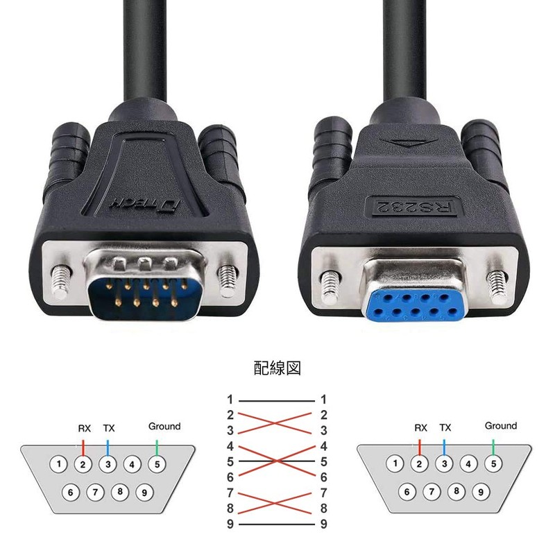 DTECH RS232C Serial Cable 5m Crossover Cable Null Modem Cable