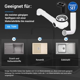 AQUADE 72341 Strainer Basket Valve 70 mm with SpaceMaker Drain Overflow, Stainless Steel, Plastic