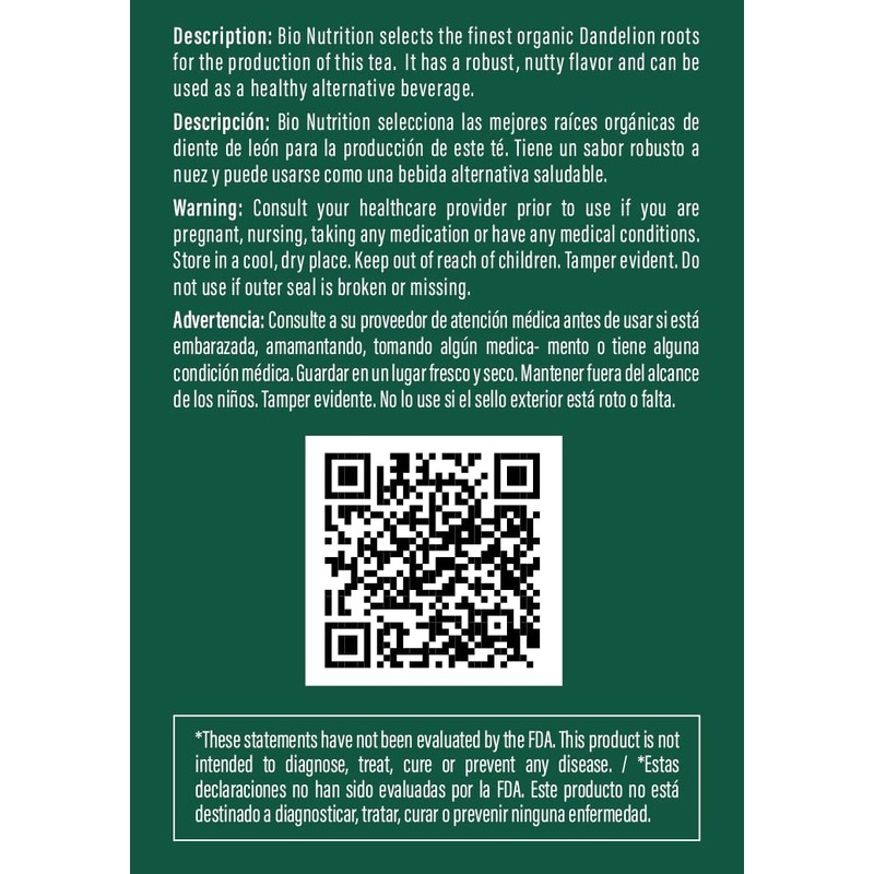 Bio Nutrition Tea Dandelion Root 30 Bag