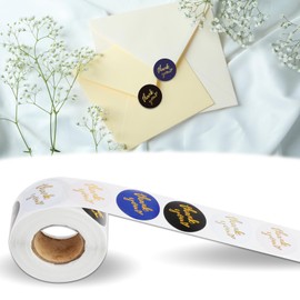 500 Piezas de Calcomanías de Gratitud de 1 Pulgada Etiquetas de Agradecimiento en Inglés Dorado Decoración de Envolturas y Tarjetas de Regalo Impermeables y Duraderas