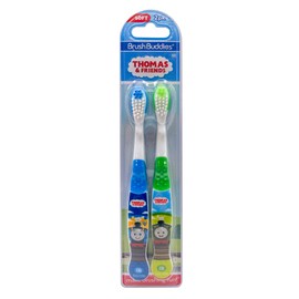 Brush Buddies Thomas and Friends Kids Toothbrush Twin Pack Manual Toothbrushes for Toddlers and Children Soft Bristles Character Toothbrush for Boys and Girls Ages 3 Plus Green and Blue