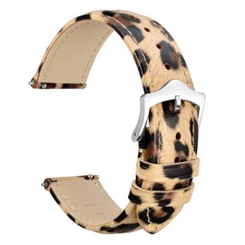 WOCCI Flower Series Genuine Leather Watch Band, Quick Release Replacement Strap 0.7 inch (18 mm), 0.8 inch (20 mm), 0.9 inch (22 mm), 20 mm