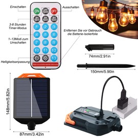 Joycabin Solar Panel for Fairy Lights Control Box 13 Lighting Modes Waterproof Adjustable Luminosity Solar Lamp String Controller 24 V Solar Fairy Lights Replacement Parts with Remote Control