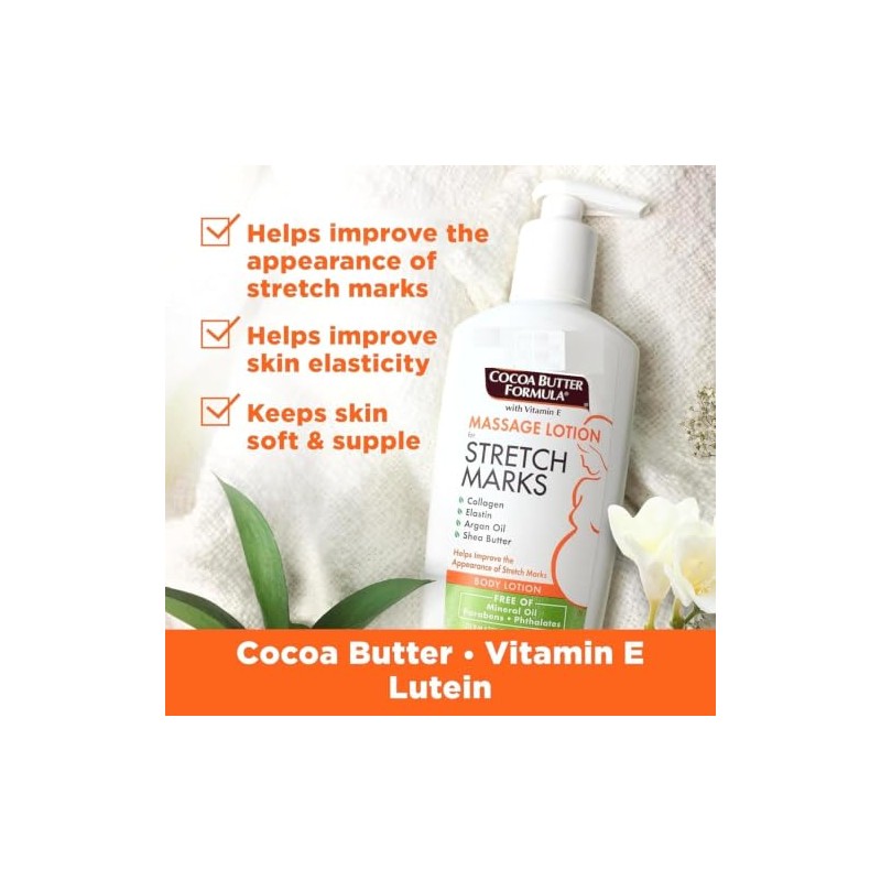 Cocoa Butter Formula Massage Lotion for Stretch Marks with Vitamin