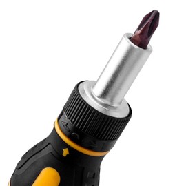 Treki 9 in 1 Small Ratchet Screwdriver Mini Torx Slotted Phillips Screwdriver Bits with Magnetic Tip, Portable Stubby Ratchet Screwdriver for Tight Areas