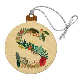 GRAPHICS & MORE Letter S Floral Monogram Initial Wood Christmas Tree Holiday Ornament