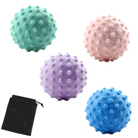 HIRAISM Massage Ball Set of 4 Colors Myofascial Release Foot Shoulder Lower Back Neck Hard Foam Roller with Storage Bag