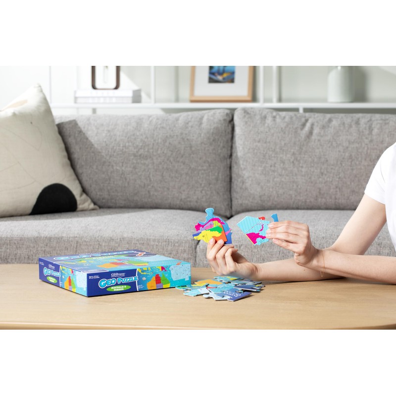 GeoToys GeoPuzzle, Australia & Oceania Shaped Jigsaw Puzzles, 70 Pc