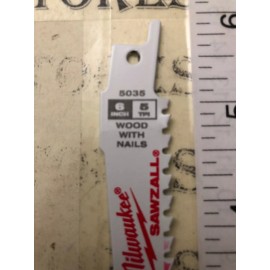 Milwaukee 1X NEW MILWAUKEE 48-00-5035 6"L x 5 TPI  Sawzall BLADE,WOOD WITH NAILS made USA