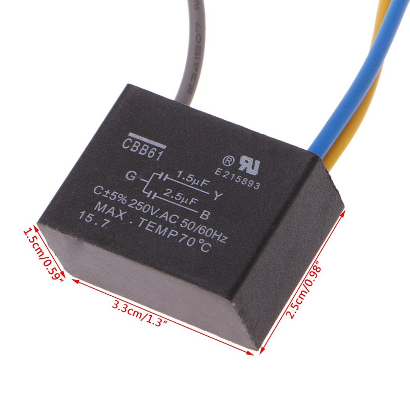 SUCHUANGUANG Black CBB61 1.5uF+2.5uF 3 Wires 250V 50/60Hz Capacitor for