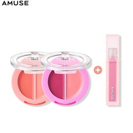 AMUSE Lip & Cheek Healthy Balm + Dew Velvet Duo Set 3items, Color 1#$%Color 2:05 Fig Balm-02 Mango Balm