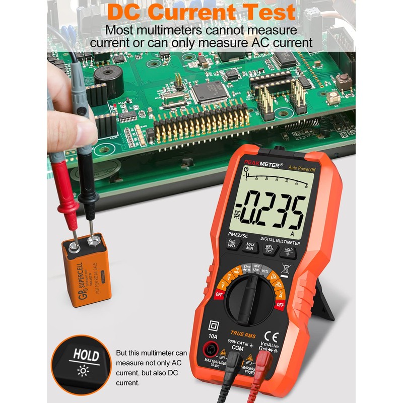 Digital Multimeter, 6000 Counts Auto Range, Accurately Measure AC/DC Voltage,