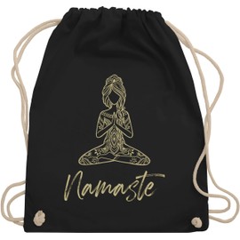 Shirtracer Turnbeutel Rucksack - Namaste Yoga Meditation Mandala - Unisize - Schwarz - yoga-tasche joga taschen geschenke tasche fans für alles - WM110