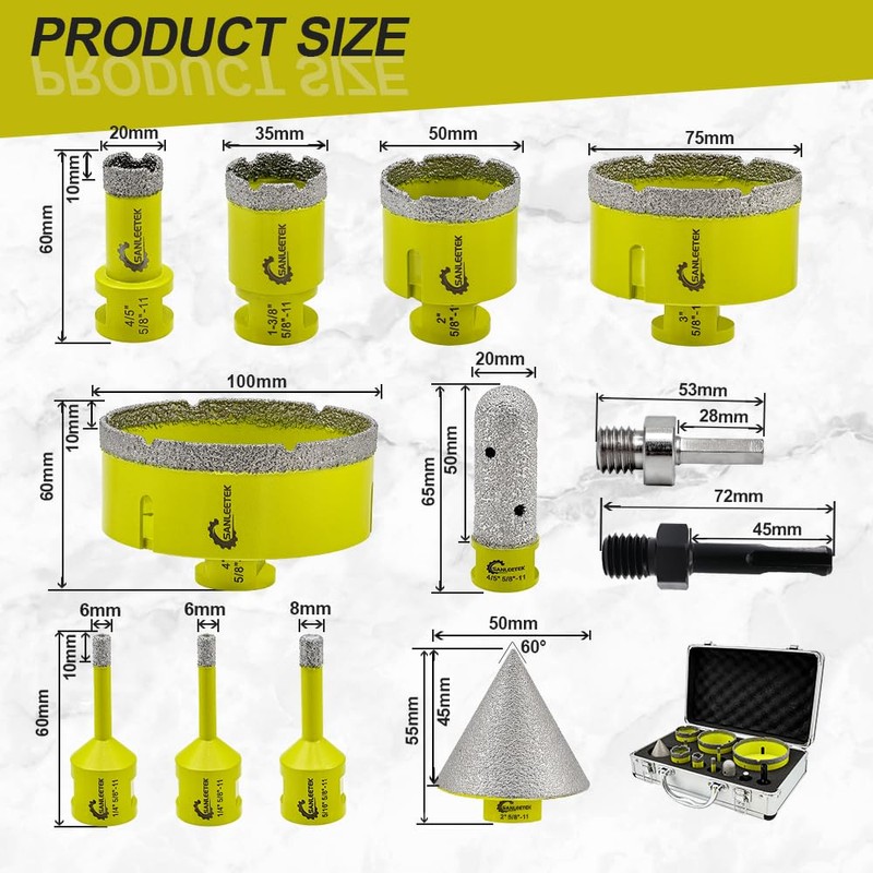 Diamond Tile Hole Saw Kit - Diamond Core Drill Bits