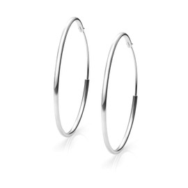 Hoop Earrings Silver 925 Large and Small Ladies – Real Silver Hoop Earrings – 9 Sizes – Silver Hoop Earrings Women's 925 – Anti-Allergic Earrings – Silver Women's Large – Earrings 925 Silver Hoop Earrings, Silver
