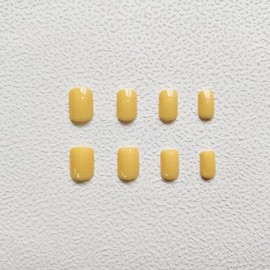 Light Yellow Press on Nails Square Fake Nails Short Acrylic Nails Full Cover False Nails With Solid Color Design Cute Press on Nails Jelly Press on Nails Stick on Nails for Women DIY Manicure