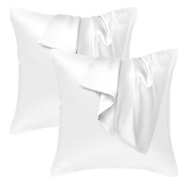 Seiwohl Satin Cushion Cover, 80 x 80 cm, Set of 2, Satin Pillowcase Cushion Cover for Hair and Skin, Similar to Silk, White