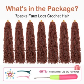 7PCS Faux locs crochet hair 16 Inch soft locs crochet hair goddess locs hair extensions Ginger Locs Crochet Hair