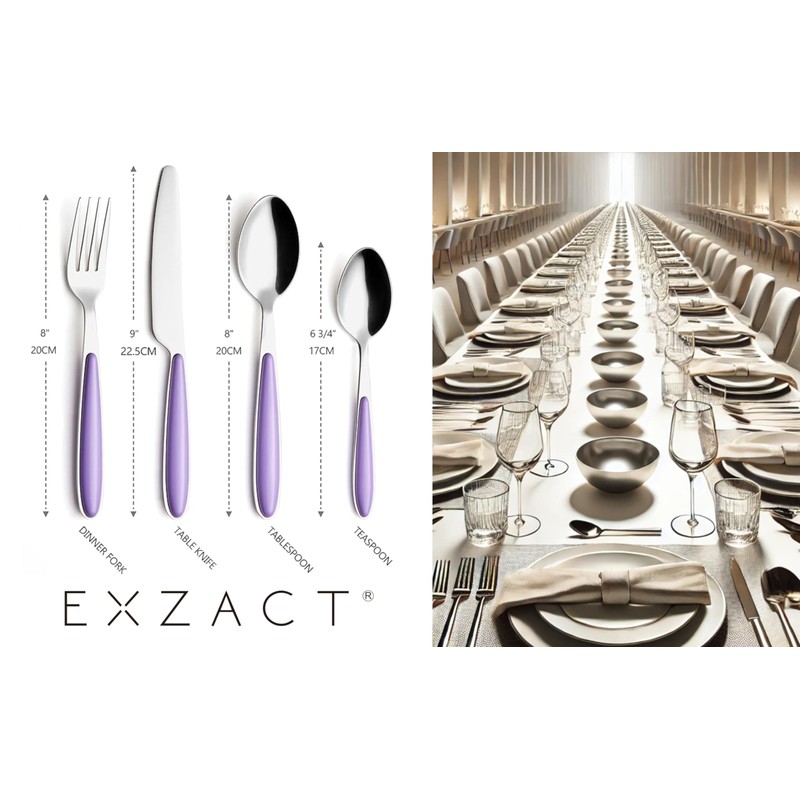 EXZACT Cutlery Set 16pcs Stainless Steel with Colour Handles -EX07