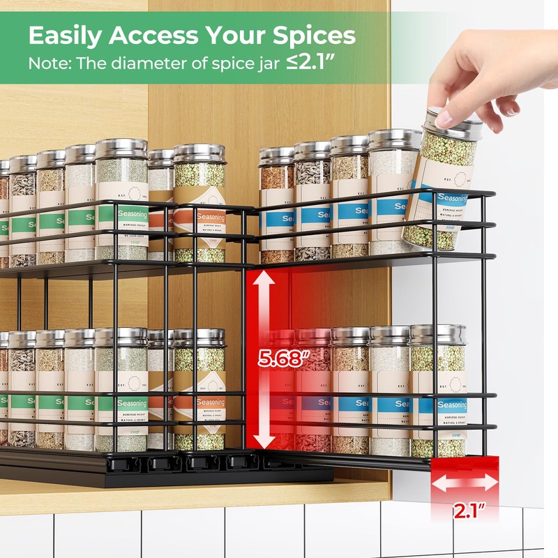 Mystozer Pull Out Spice Rack Organizer for Cabinet, Slide Out