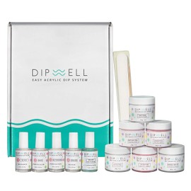 DipWell Professional Acrylic Nail Kit - Easy Dip Powder System with Monomer Liquid, Clear Powder, Brush Softener - Perfect for French or Natural Set