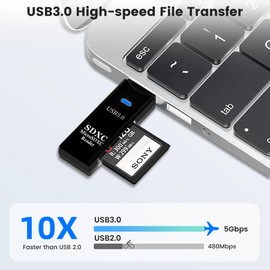 AIYEEN USB3.0 SD/TF Card Reader, USB 3.0 5Gbps High-Speed Dual Slot OTG Memory Card Adapter for TF/Micro SD/SD/SDXC/Micro SDXC/Micro SDHC Memory Cards, Compatible with MacBook Pro/Air (Black)