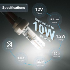 DiCUNO G4 LED Bulbs 12V 1.2W T3 10W Halogen Bulbs Replacement, JC Type G4 Bi-Pin Base Light, Non-dimmable, Daylight White 6000K, 120 LM for Landscape, Under Cabinet/Counter, RV Lighting, 10-Pack