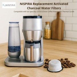 6 Nispira Replacement Activated Charcoal Water Filters Compatible with GE Specialty Grind & Brew Coffee Maker with Thermal Carafe