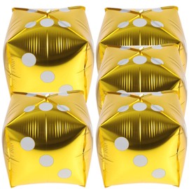 Totority Dice Aluminum Foil Balloons 5pcs Cube Foil Balloons Birthday Theme Party Supplies