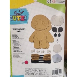 American Crafts DIY Sew Cute Sloth Intermediate Felt Animal Kit School Craft Project