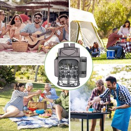 Hap Tim Picnic Basket Backpack for 4 Person with 2 Insulated Cooler Compartment, Wine Holder, Fleece Blanket, Cutlery Set, Wedding Gifts for Couples, Bridal Shower Gifts, Engagement Gifts(36079-G)