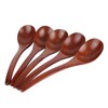 5Pcs Wooden Soup Spoon with Curved Handle Multi Purpose Rice