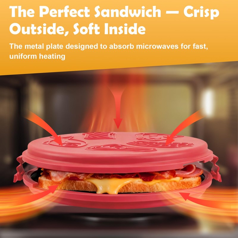 9.5Inch Microwave Sandwich Maker, Microwave Grilled Cheese Maker, Microwave Pizza