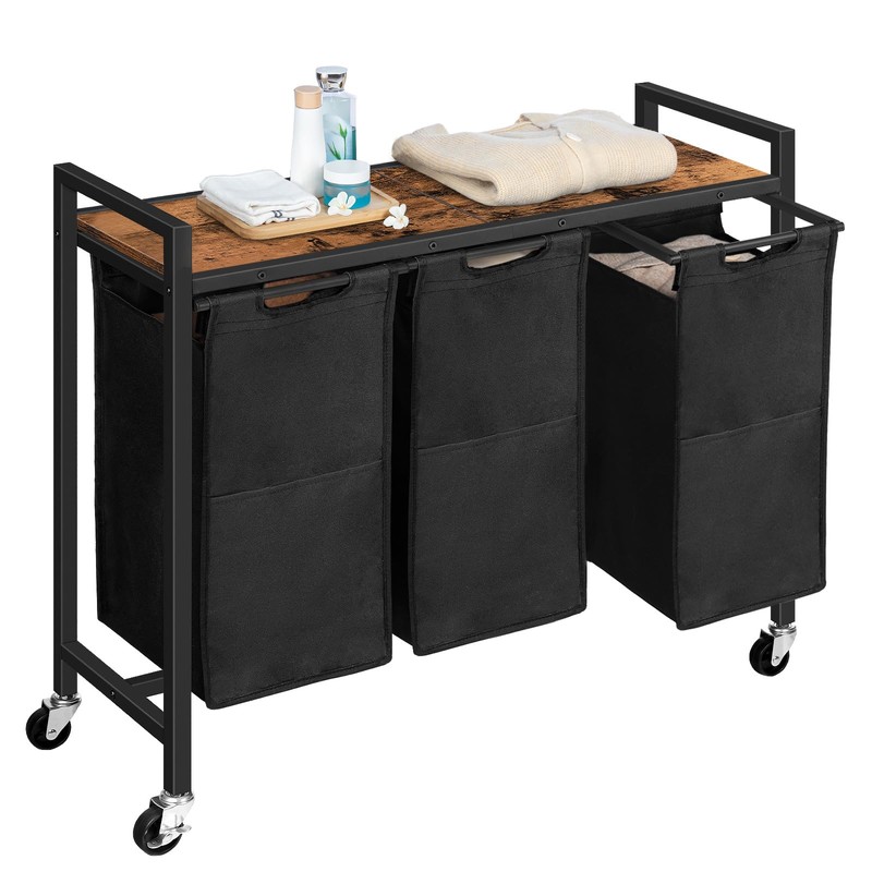 HOOBRO Laundry Sorter 3 Section, Laundry Hamper with Wheels, 3