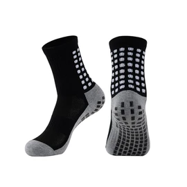 2 Set Anti-Slip Grip Soccer Socks with Shin Guard Sleeves, Sports Athletic Socks for Men Women (2 Set: Black+White)