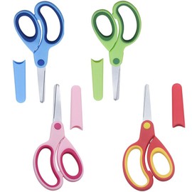 Left Kids Scissors, Lefty Safety Toddler Children Scissors with Blunt Tip Stainless Steel Blades and Soft Grip Great for DIY, Arts, Home, School Classroom Use Assorted Color 5.8Inch