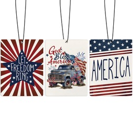 ZFQ American Flag Car Air Freshener, Independence Day 4th of July Patriotic Air Freshener Hanging 3 Pcs for Cars Closet Drawer or Books, Retro America Car Accessories Mirror Decor for Women