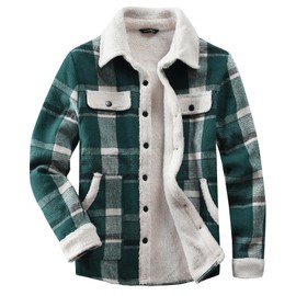 Fozexi Women's Sherpa Lined Jackets Sherpa Turn-Down Collar Warm Winter Fleece Flannel Jacket for Women Trendy Emerald XX-Large