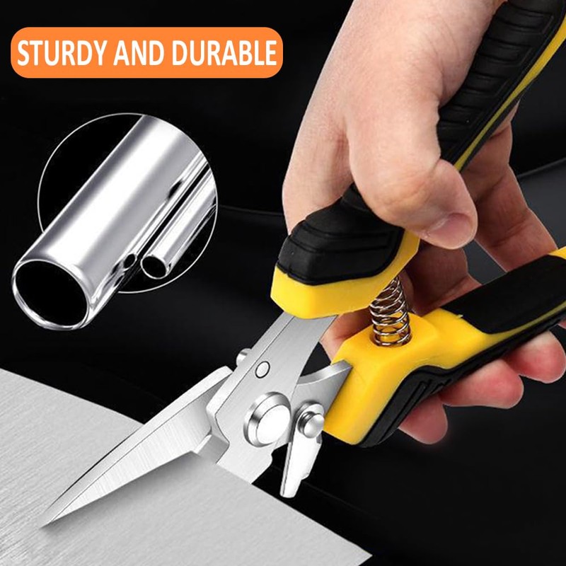 2PCS Scissors All Purpose, Tin Snips for Cutting Metal Sheet,