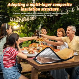 BBQ Blanket for Resting Meat, 21in Meat Resting Blanket, Reusable Smoker Grilling Meat Resting Bag with Wide Mouth with Handle Design for Large Brisket/Pork Shoulders/Turkeys,Gifts for Men