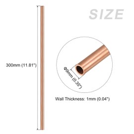 METALLIXITY Copper Tube (9mm OD x 1mm Wall T x 300mm L) 3Pcs, Straight Tubing - for Home Furnishing, Machinery, DIY Handicraft