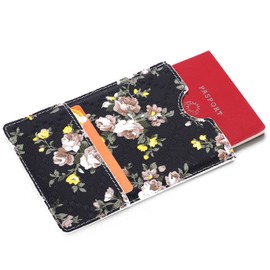 XEYOU Passport Holder Cover - Ultra Slim Premium Vegan Leather Travel Wallet Case Cover, Small Flower, Modern