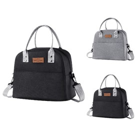 Darbermu Lunch Bag, Insulated Lunch Bags Large Capacity Lunch Tote Bags Waterproof Portable Lunch Tote Bag with Adjustable Shoulder Strap for Work School Picnic Camping BBQ Outdoor (Black)